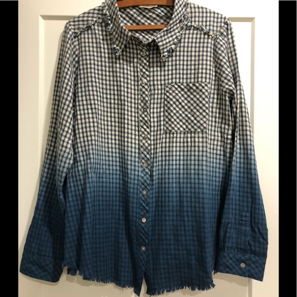 HUMMINGBIRD Ombré plaid shirt size large - Picture 1 of 5